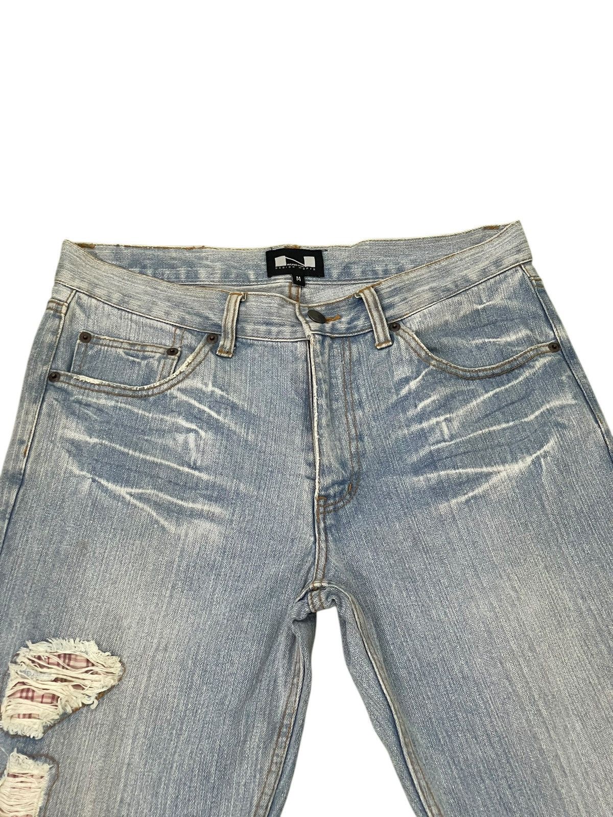 Japanese Brand Distress Jeans Nylaus Faded Blue Regular Fit 9🟦 Size US 32 / EU 48 - 6 Thumbnail