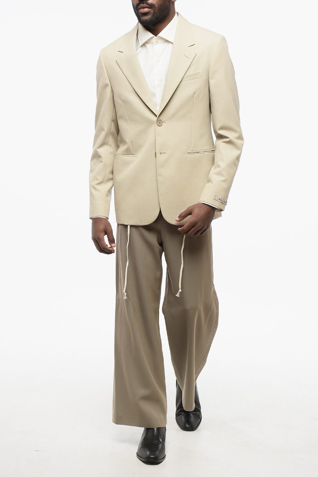 Fendi og1mm0825 Virgin Wool Jojoba Slim Fit Blazer in Beige Size US M / EU 48-50 / 2 - 4 Thumbnail
