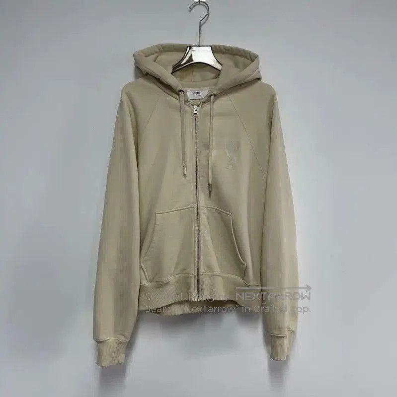 AMI AMI Beige Cotton Logo Embroidery Hoodie . Size US L / EU 52-54 / 3 - 1 Thumbnail