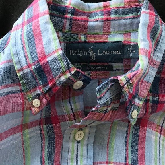 Ralph Lauren Ralph Lauren Plaid Linen Shirt Blue Men's Small S Size US S / EU 44-46 / 1 - 4 Thumbnail