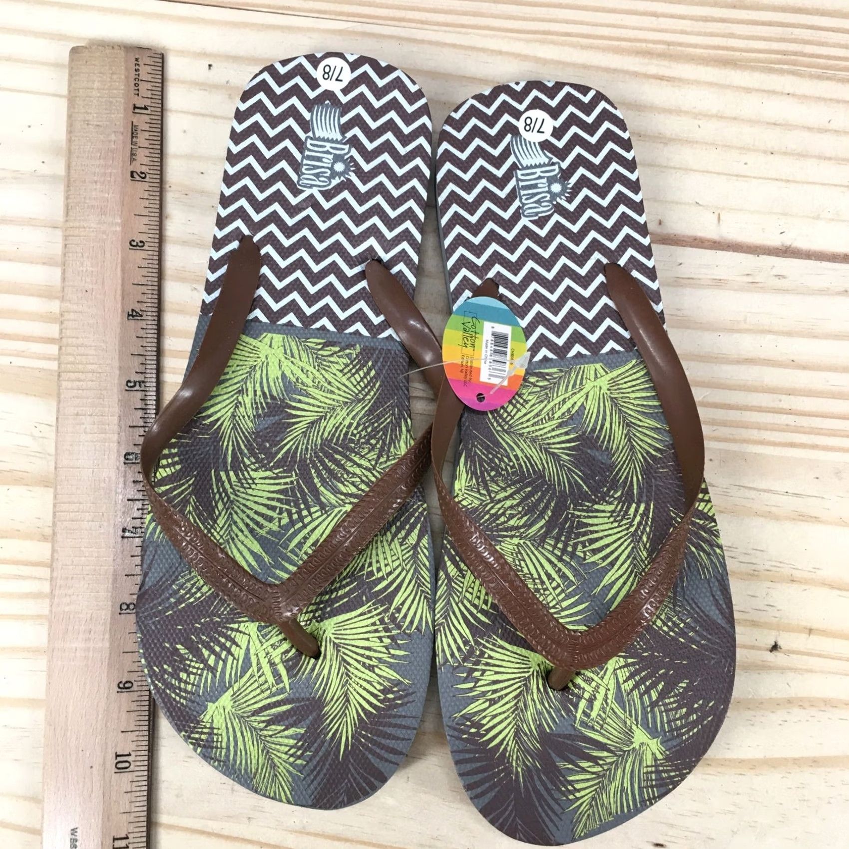 Vintage Brisa Sandals Mens 7 Flip Flops Slip On Brown Beach Casual Comfort NEW Shirt? Size ONE SIZE - 5 Thumbnail