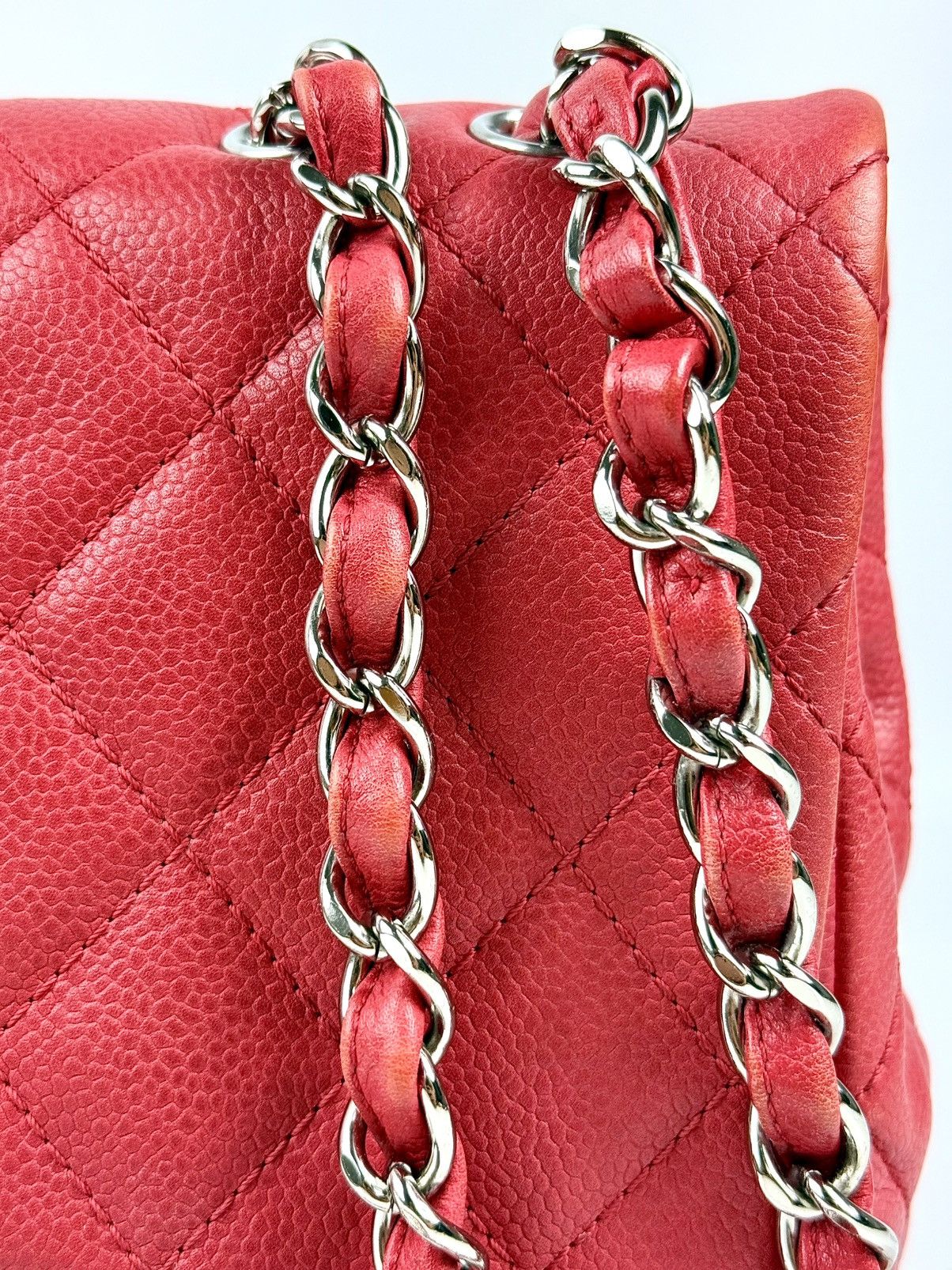 Chanel Chanel - Karl - 2008 - Raspberry Red - Caviar - Jumbo - Flap Size ONE SIZE - 9 Thumbnail