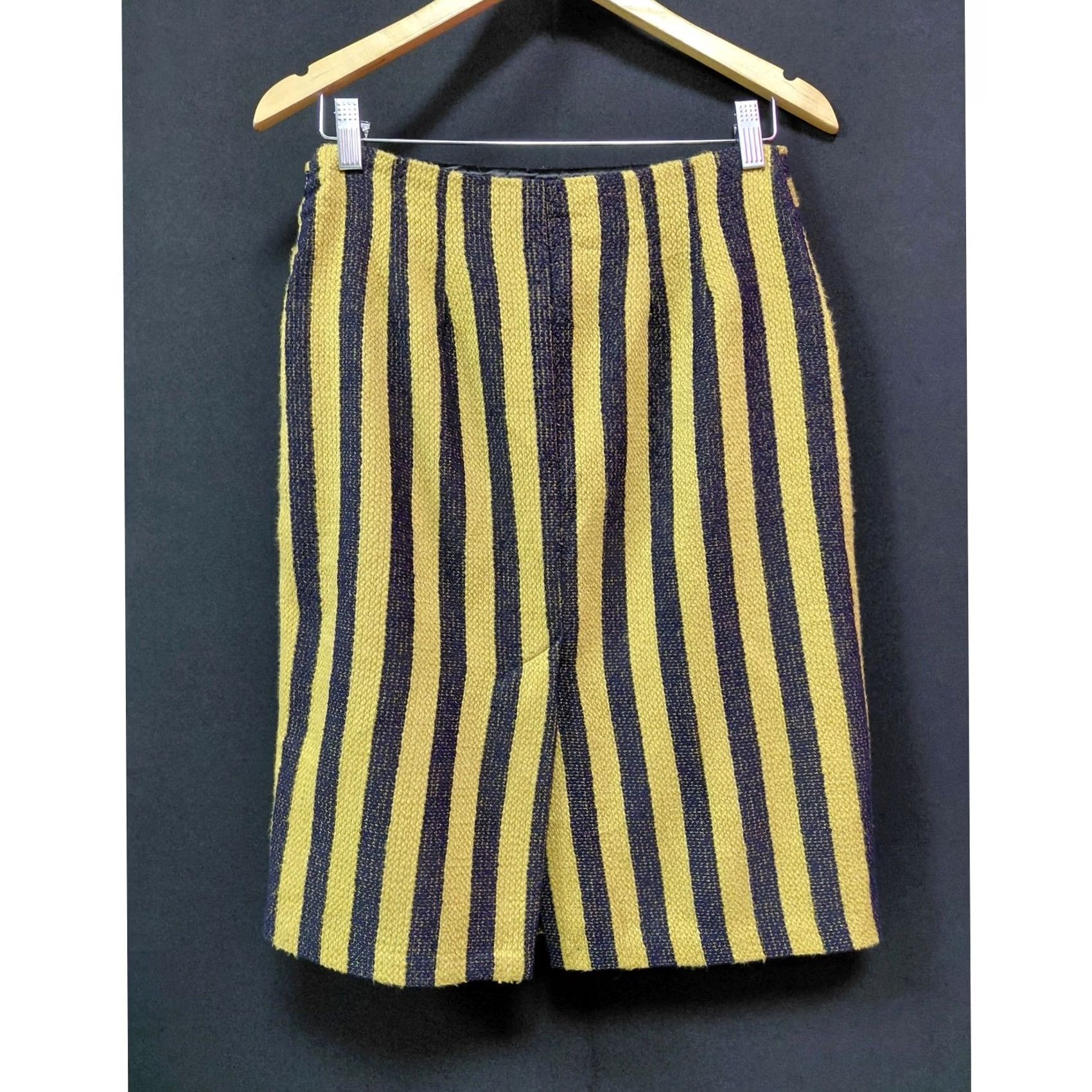 Vintage Eva Franco Skirt Womens 10 Yellow Made USA Striped Black Women Size Size 32" / US 10 / IT 46 - 2 Thumbnail