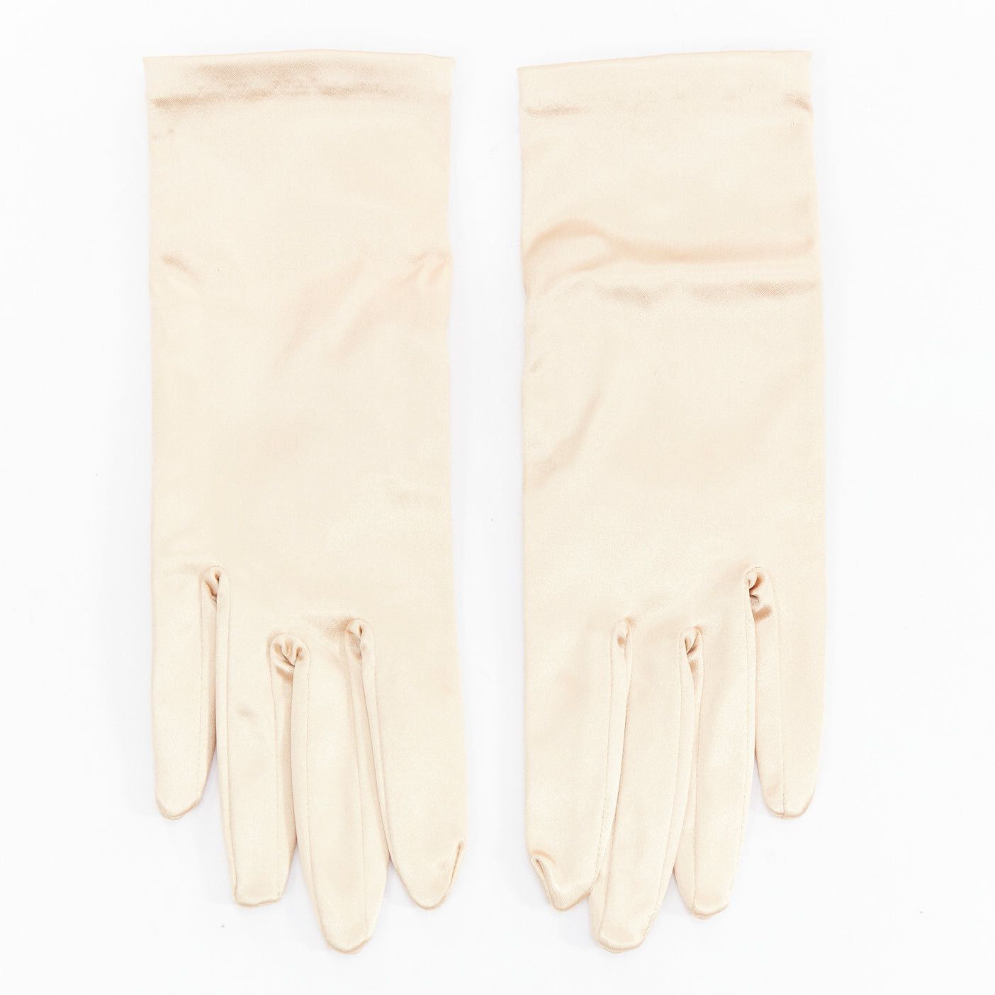 Giorgio Armani GIORGIO ARMANI champagne gold satin short evening gloves Size ONE SIZE - 1 Thumbnail