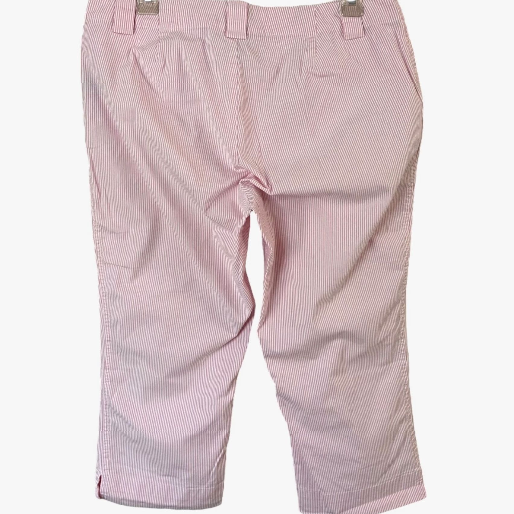 Ralph Lauren Lauren Ralph Lauren Active Capri Pants Womens 8 Pink White Stripe Stretch Pockets 97% Cotton 3% Elastane Beach Preppy Size 30" / US 8 / IT 44 - 4 Thumbnail