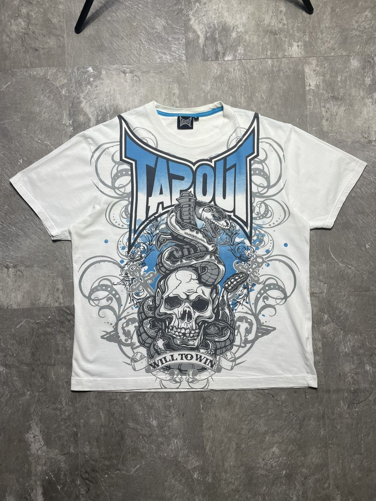 Tapout Crazy Vintage Y2k Rare Tapout Skull White All Over Print Size US XL / EU 56 / 4 - 1 Thumbnail