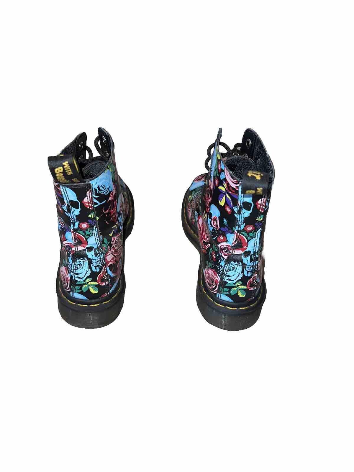 Dr. Martens Dr. Martens 1460 Boots Sz 7 EU 38 Black With Skulls & Roses Size US 7 / IT 37 - 8 Thumbnail