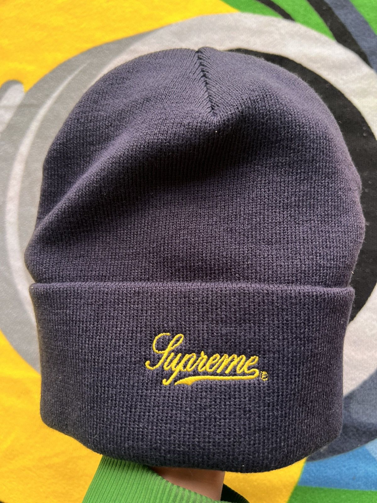 Supreme Supreme x Wu-Tang Clan Beanie Navy yellow hat cap headwear Size ONE SIZE - 8 Thumbnail