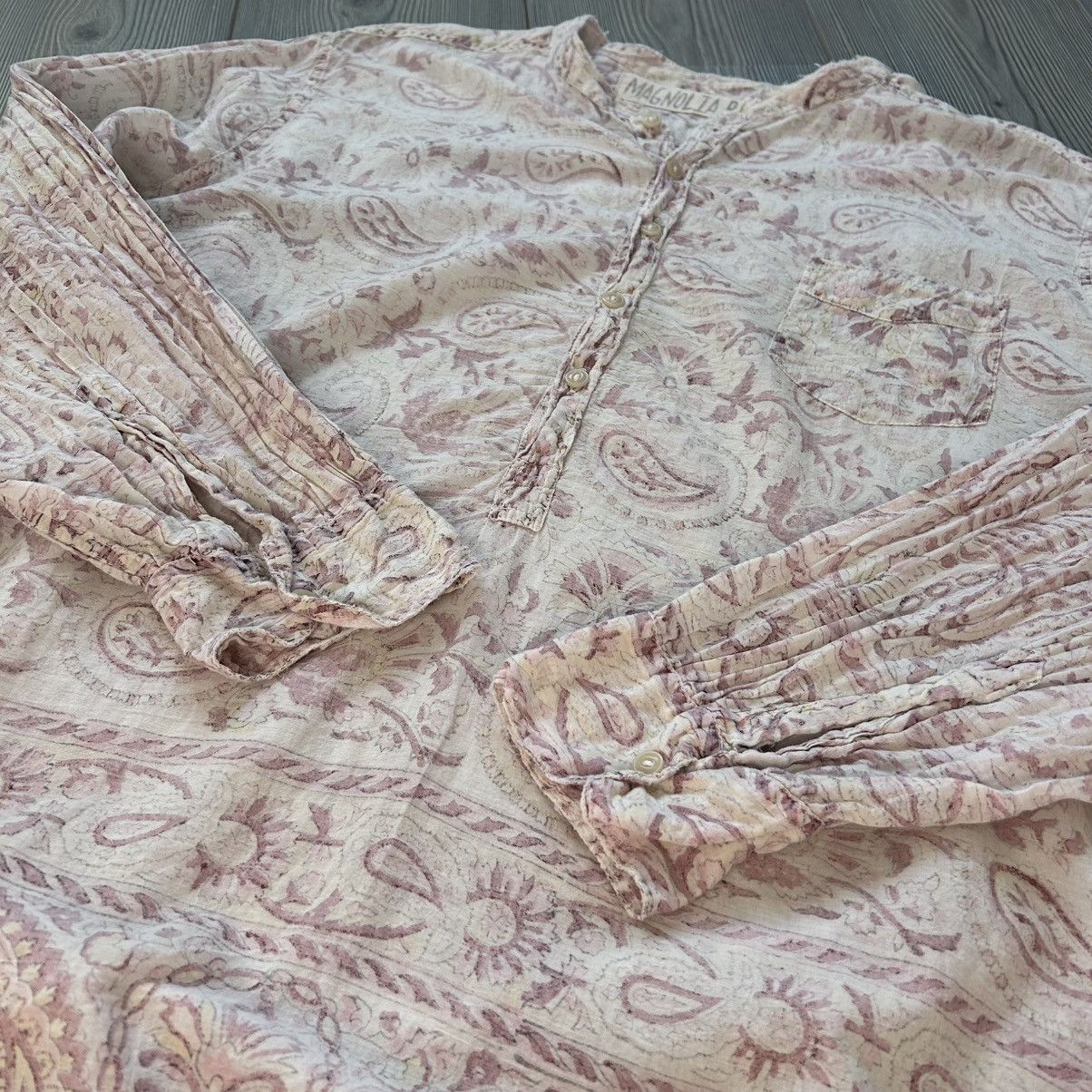 Magnolia Pearl Magnolia Pearl Idgy Blockprint Paisley Shirt/Blouse Size ONE SIZE - 13 Thumbnail