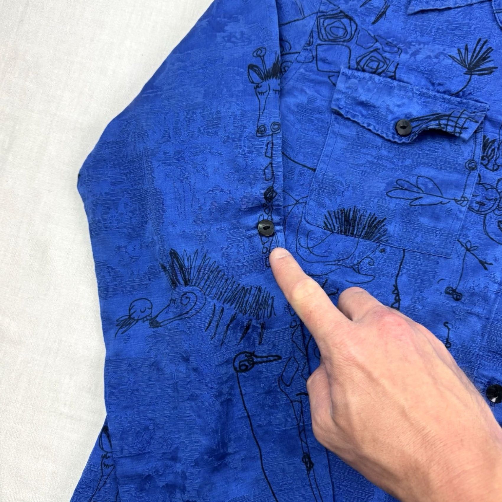 Vintage VINTAGE Chicos Button Up Shirt Womens Size 1 Silk Linen Blend Animals Nature Hipster Blue Size XS / US 0-2 / IT 36-38 - 6 Thumbnail