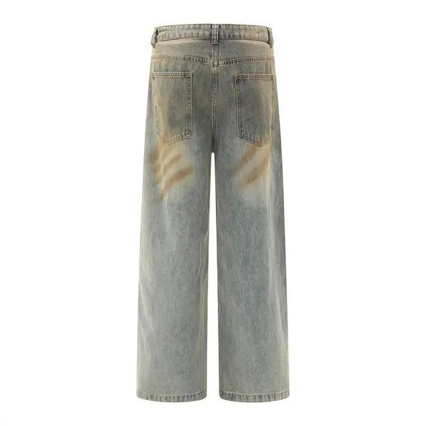 VIBE Men's punk trend loose straight washed distressed jeans Size US 32 / EU 48 - 2 Thumbnail