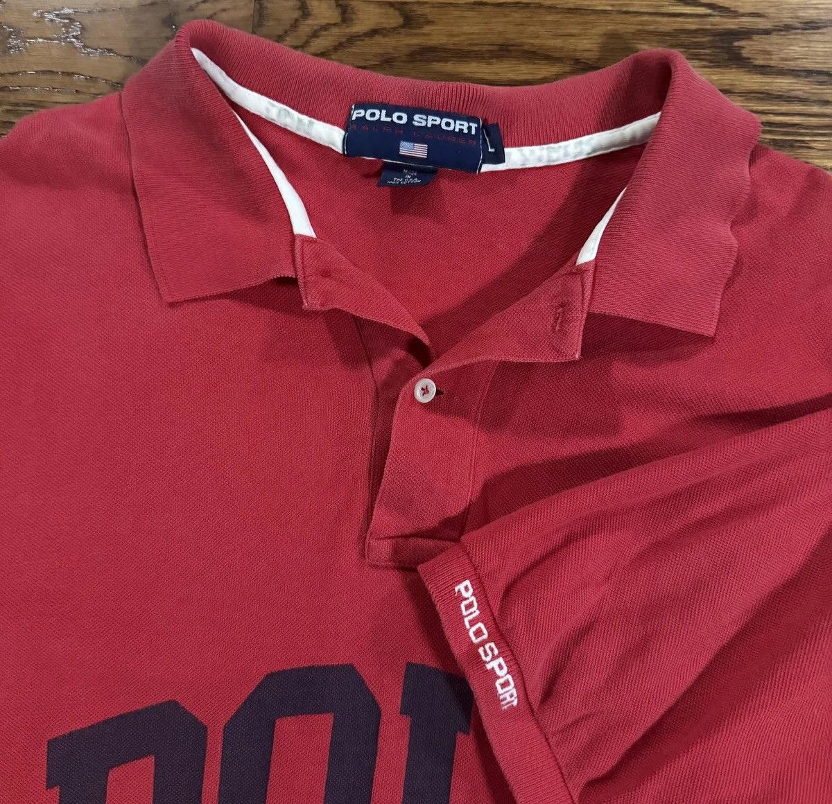 Polo Ralph Lauren Vintage Polo Sport Ralph Lauren Spell Out Red / Black Rugby Size US L / EU 52-54 / 3 - 2 Thumbnail