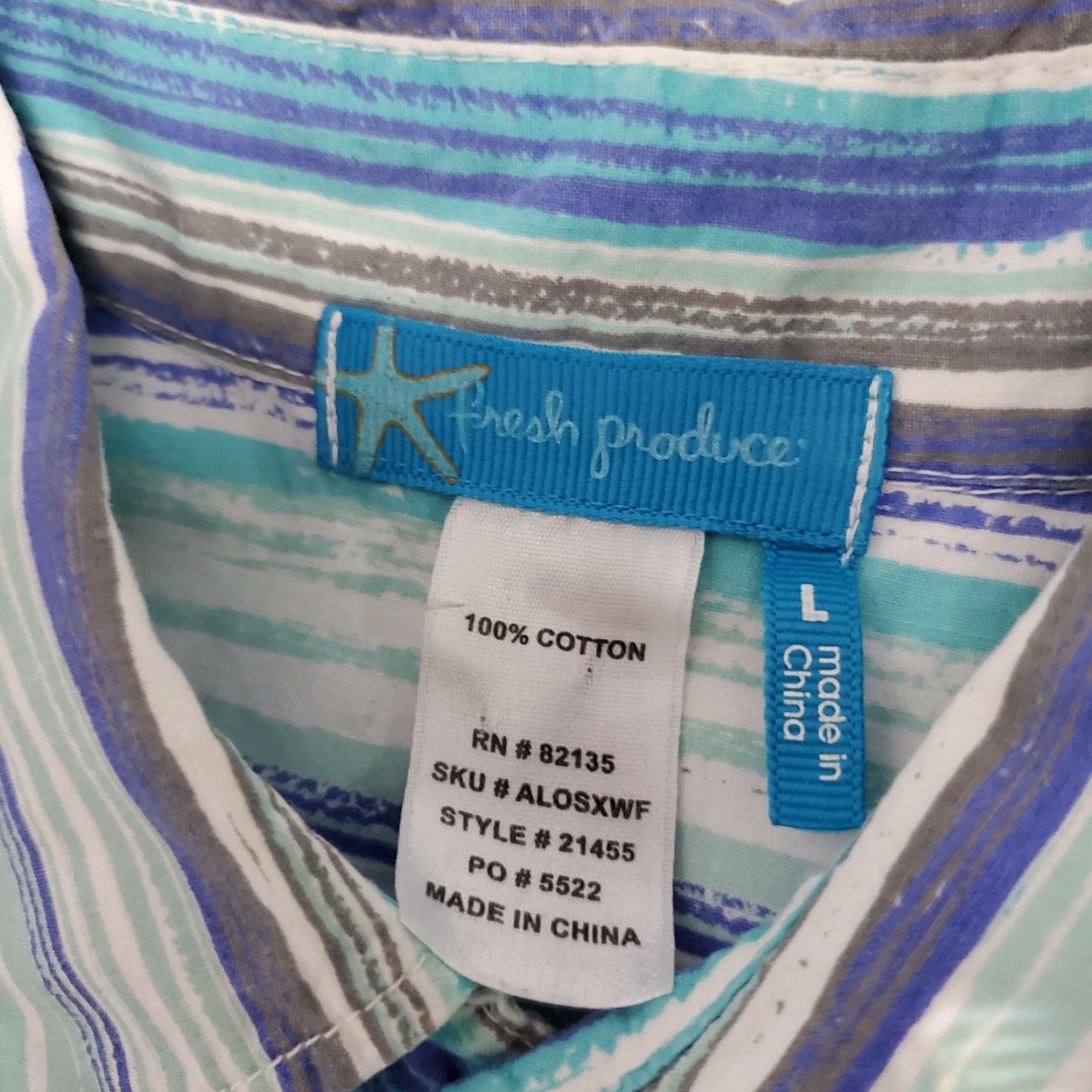 Vintage VINTAGE Fresh Produce Shirt Women L Blue Striped Button Up Collared Casual Beachy Coastal Long Sleeve Button Cuffs Mens Women Girls Boys Size L / US 10 / IT 46 - 3 Thumbnail
