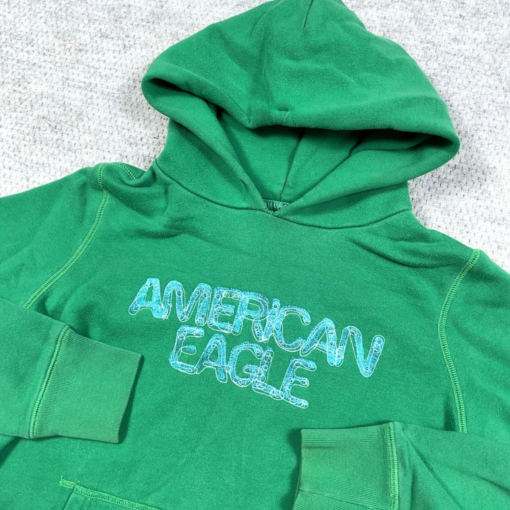 American Eagle Outfitters VINTAGE American Eagle Outfitters Hooded Sweatshirt Hoodie Women M Green 2000s Spellout Logo Pockets Size M / US 6-8 / IT 42-44 - 7 Thumbnail