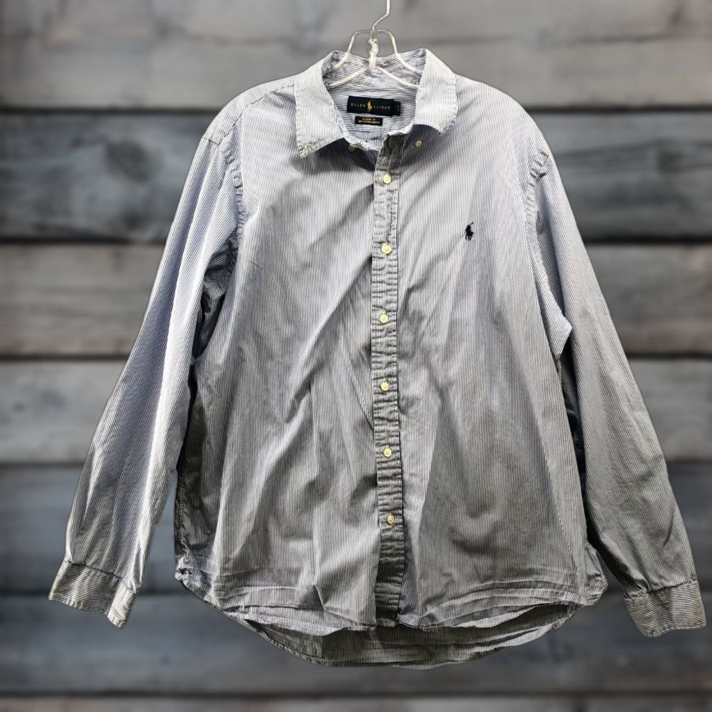 Polo Ralph Lauren Ralph Lauren Button-Down Shirt Mens XL Blue White Striped Cotton Button Down Size US XL / EU 56 / 4 - 1 Thumbnail