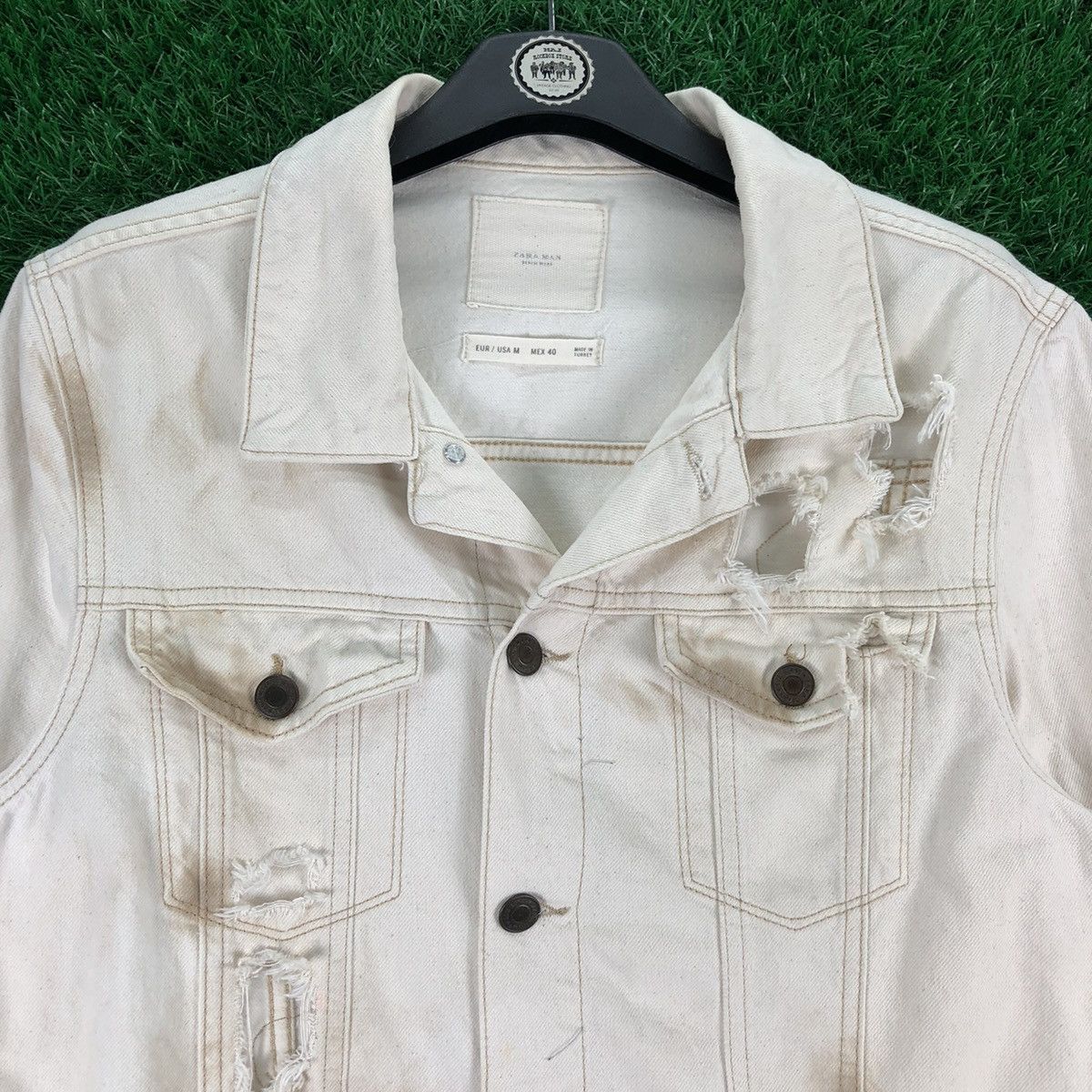 Zara Zara Man Thrashed Denim Jacket Punk Style Size US S / EU 44-46 / 1 - 7 Thumbnail