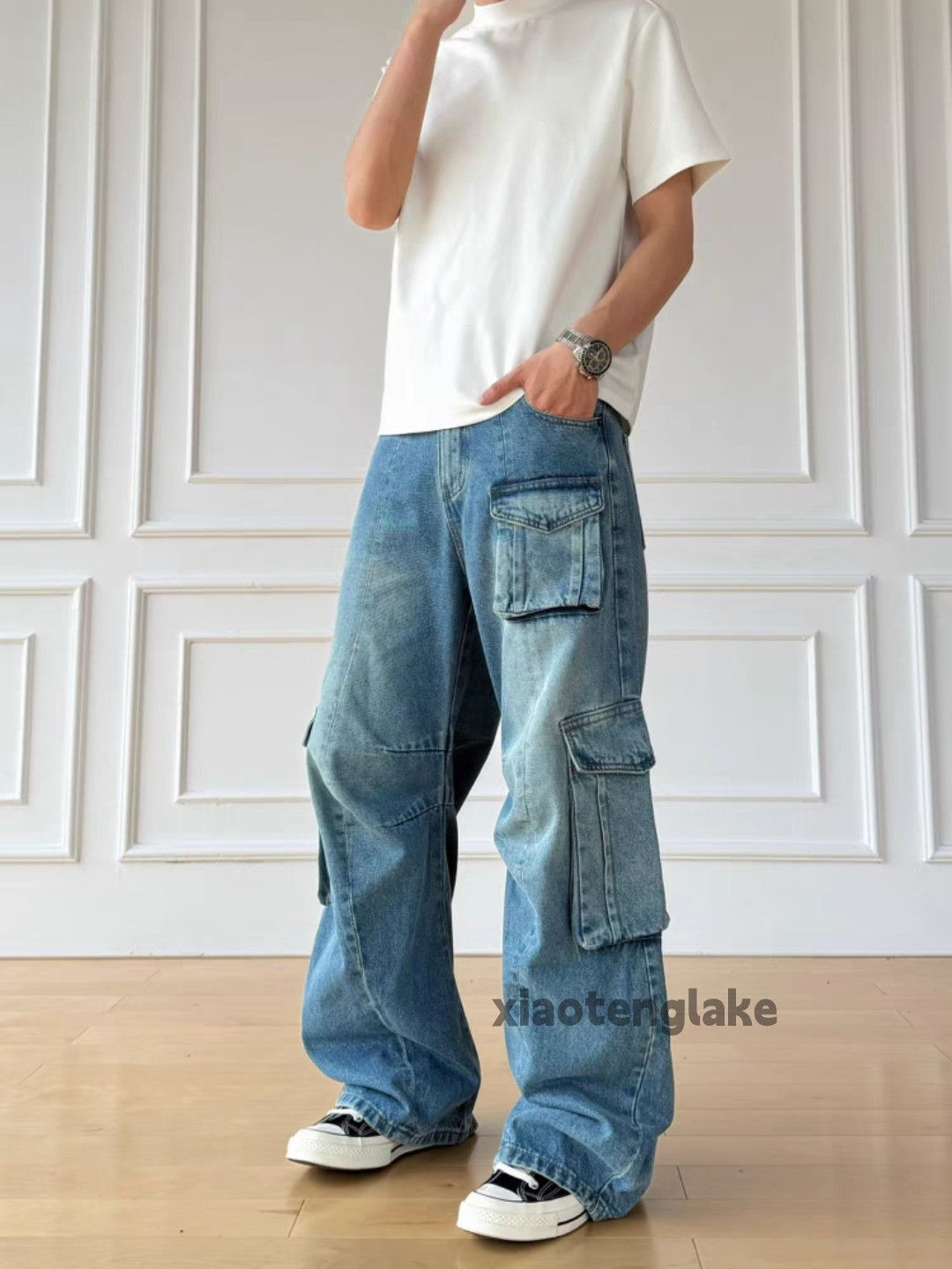 Jean ltx vintage washed faded utility military hiphop cargo jeans Size US 33 - 9 Thumbnail