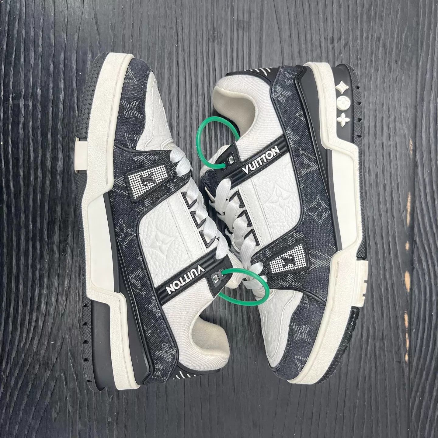 Louis Vuitton LV Trainer black white denim Size US 6.5 / IT 36.5 - 2 Thumbnail
