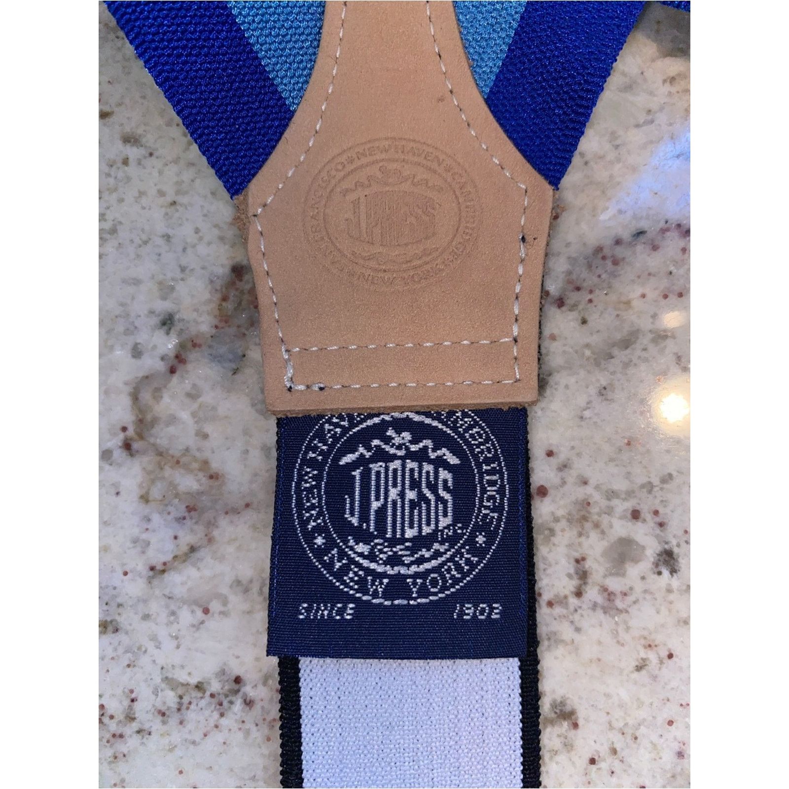 J. Press Mens $165 J Press Suspenders Royal & Light Blue Braces Duke Size ONE SIZE - 2 Thumbnail