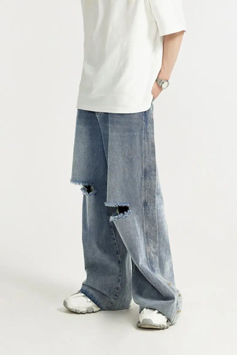 Japanese Brand × Jean Distressed Baggy Wide Leg Denim Jeans Size US 32 / EU 48 - 2 Thumbnail