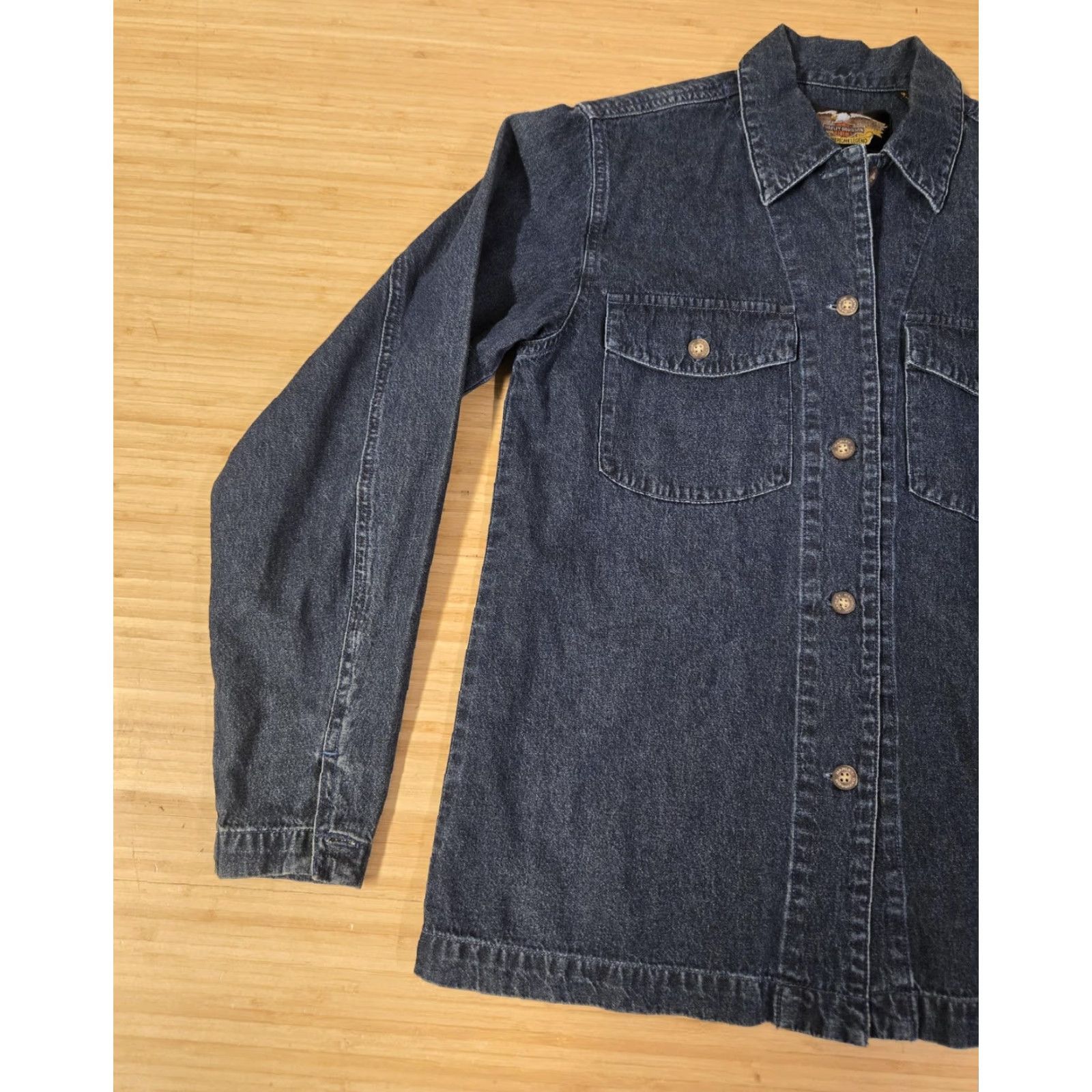 Harley Davidson VINTAGE Harley-Davidson Jacket Womens Small Denim Button Up Motorcycle Biker Eagle Size S / US 4 / IT 40 - 3 Thumbnail
