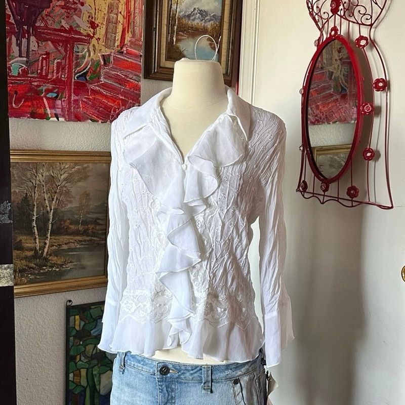 Other allison taylor white button up long sleeve blouse shirt Size M / US 6-8 / IT 42-44 - 1 Thumbnail