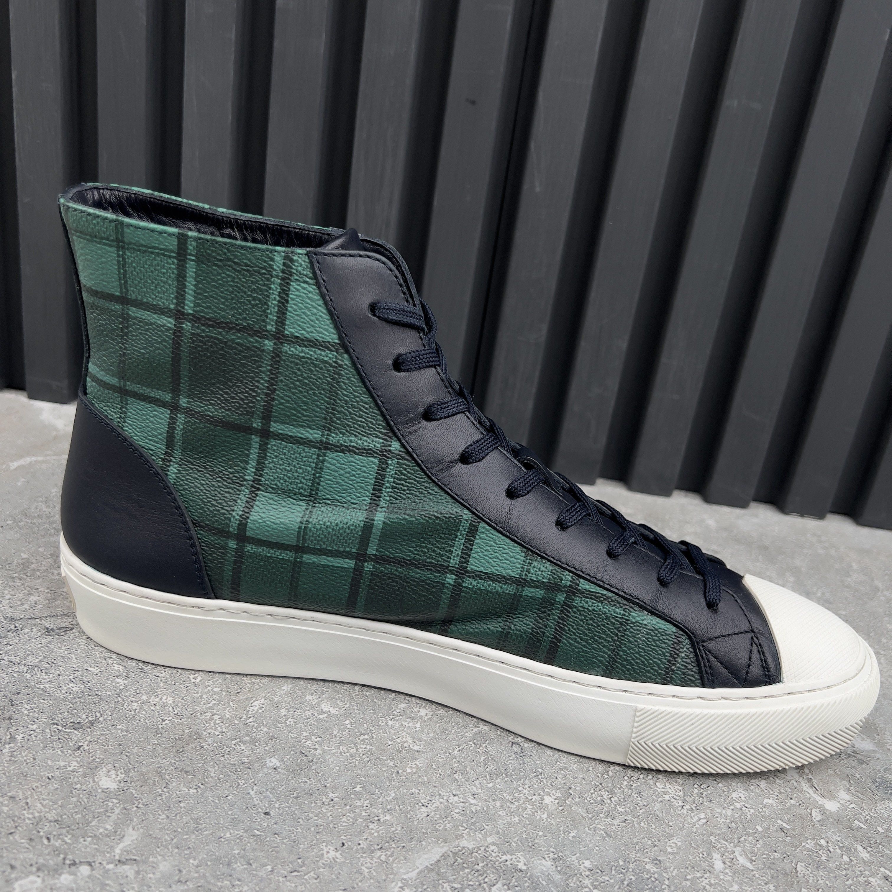 Louis Vuitton Tattoo Sneakers Logo Tartan Pattern Canvas Blue Navy Leather Size US 8 / EU 41 - 8 Thumbnail