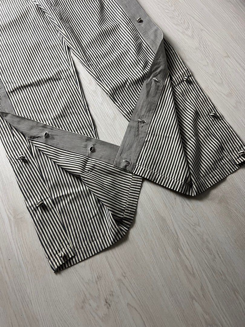 Issey Miyake × Japanese Brand × Pleats Please Issey Miyake RARE! Issey Miyake Side-Snap Striped Trousers Size 29" - 7 Thumbnail