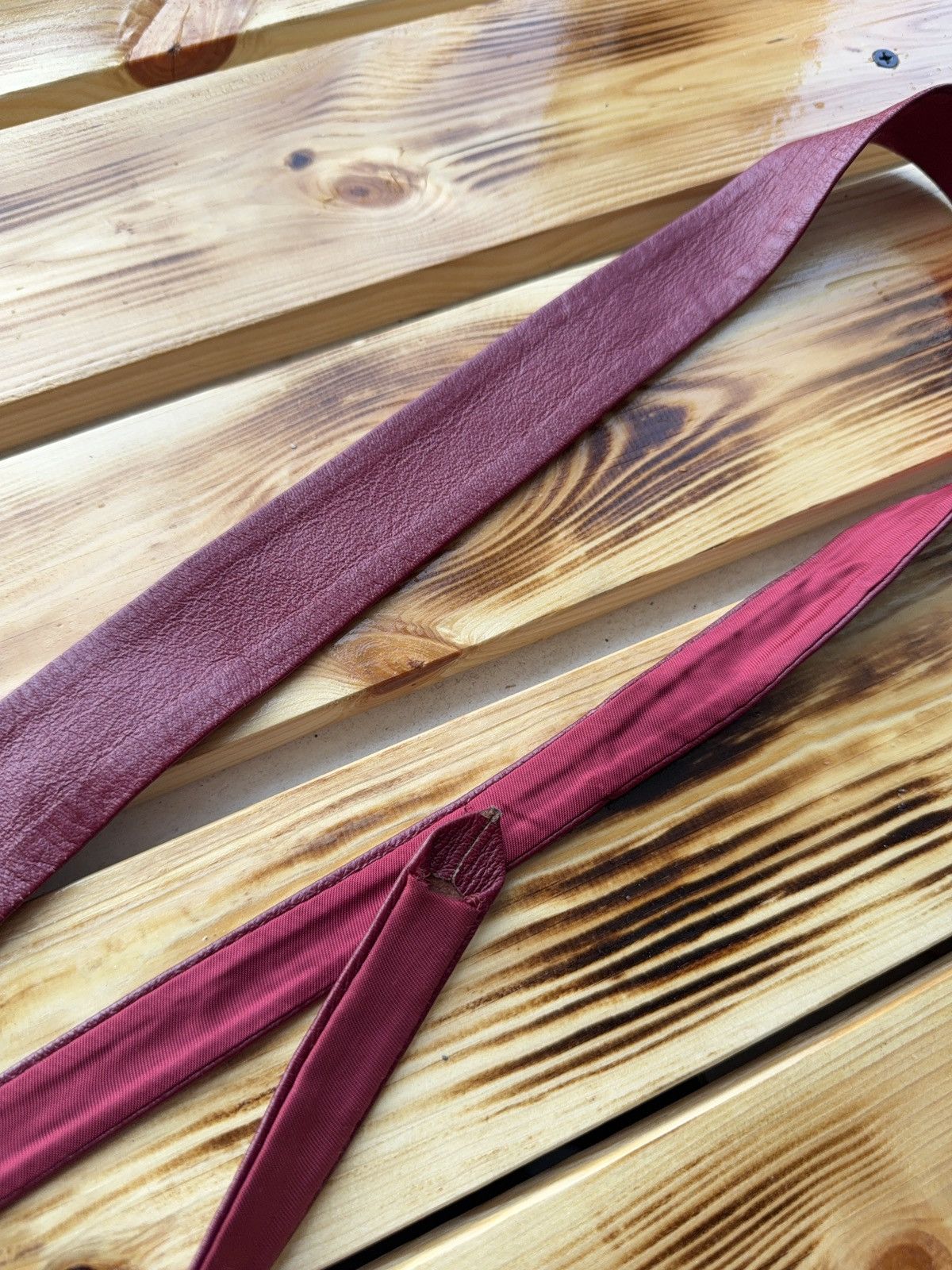 Japanese Brand Retro Vintage Burgundy Leather Tie 90s Western Biker Style Size ONE SIZE - 11 Thumbnail