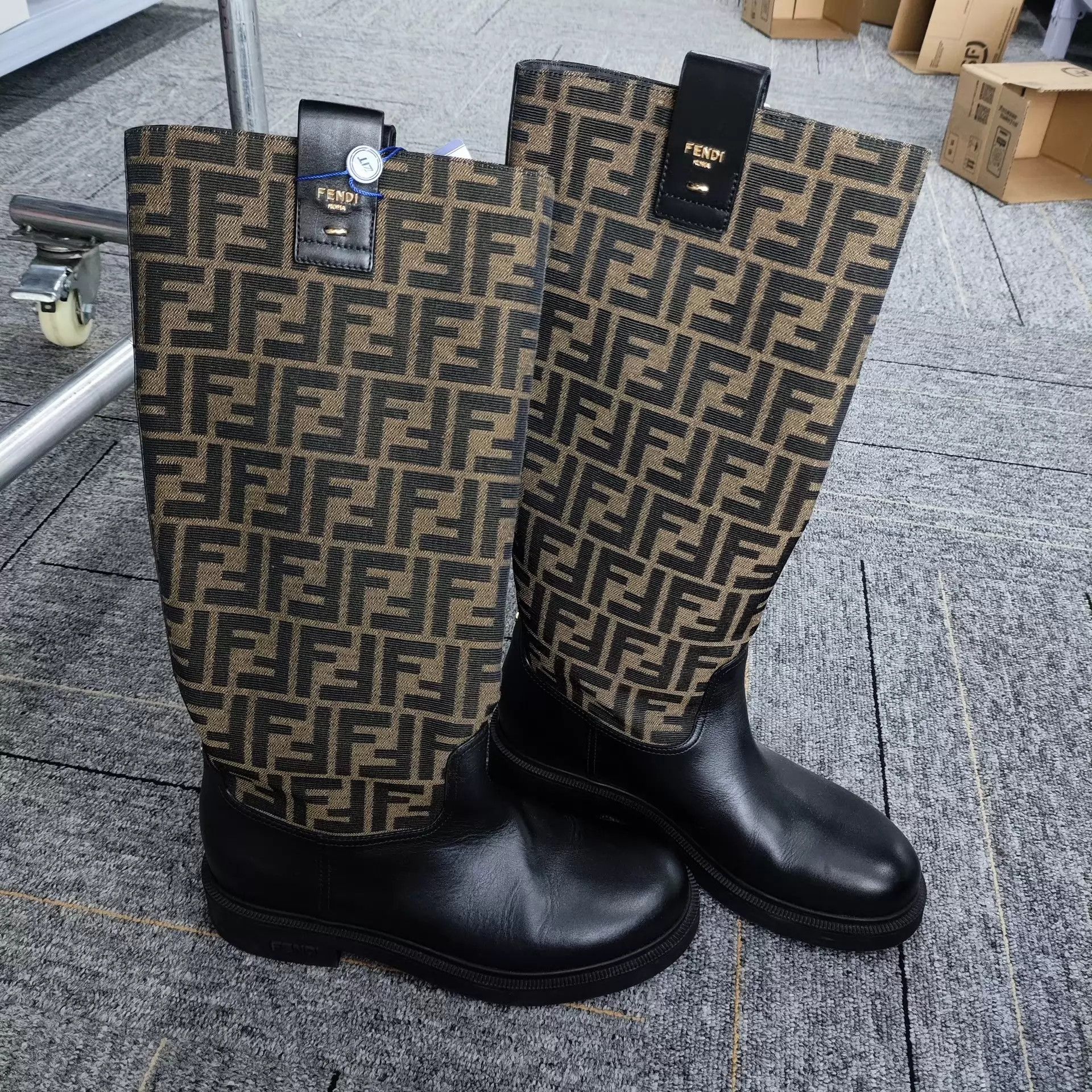Fendi Fendi All-Over Print Knee-High Boots Black 39 Size US 8.5 / IT 38.5 - 1 Thumbnail
