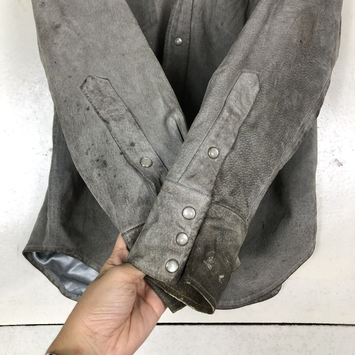 Vintage 🔥VINTAGE SHIRT LEATHER JACKET OCTOPUS ARMY MILITARY Size US L / EU 52-54 / 3 - 15 Thumbnail