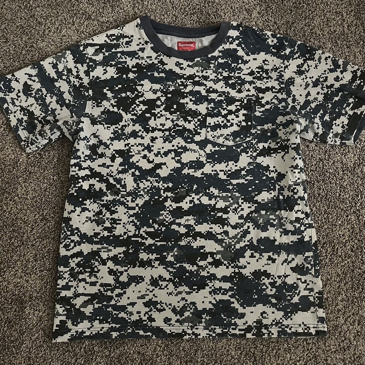 Supreme Navy/Grey Digital Camo Pocket T-Shirt