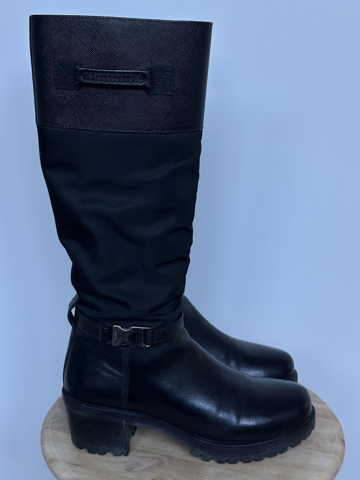 Prada Prada Leather / Nylon Biker Boots Size US 7.5 / IT 37.5 - 2 Thumbnail