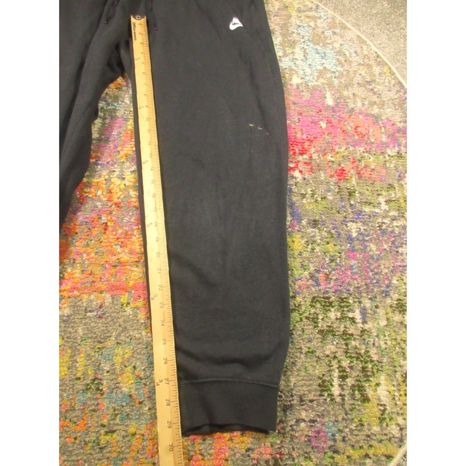 Nike Nike Sweatpants Mens L Black Fleece Joggers Embroidered Swoosh Bleach Spots Size US 33 - 6 Thumbnail
