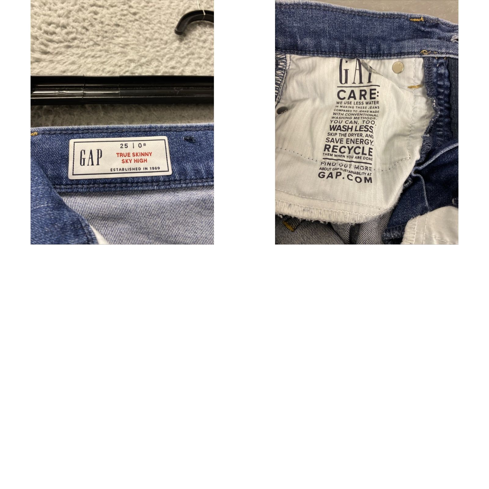 Gap Gap Womens Waist 25 Regular Skinny Pockets Denim Blue Jeans Leggings /129-31 Size 42" / US 20 - 8 Thumbnail