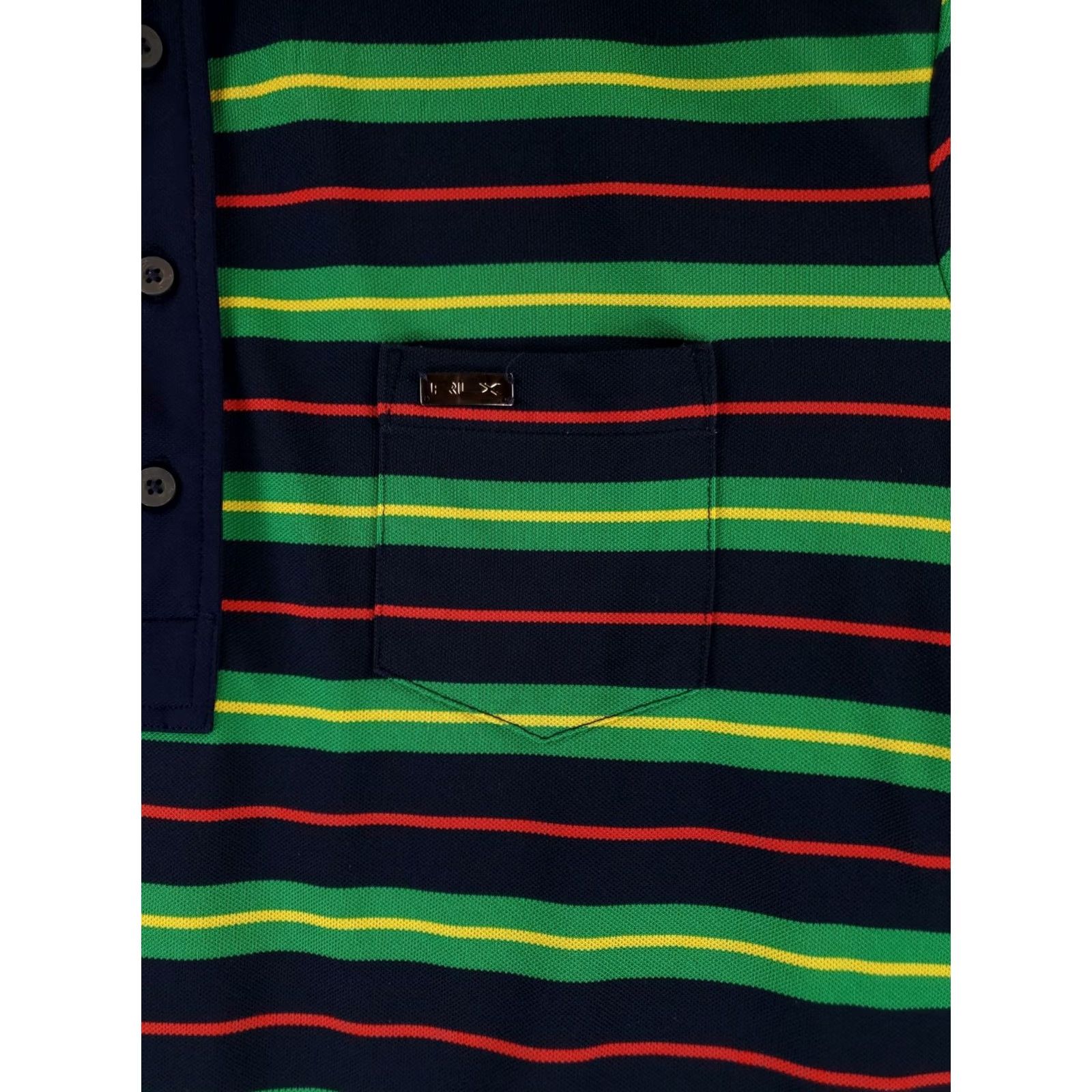 RLX Ralph Lauren RLX Ralph Lauren Polo Shirt Striped Blue Green Short Sleeve Mens XL Multicolor Size US XL / EU 56 / 4 - 2 Thumbnail