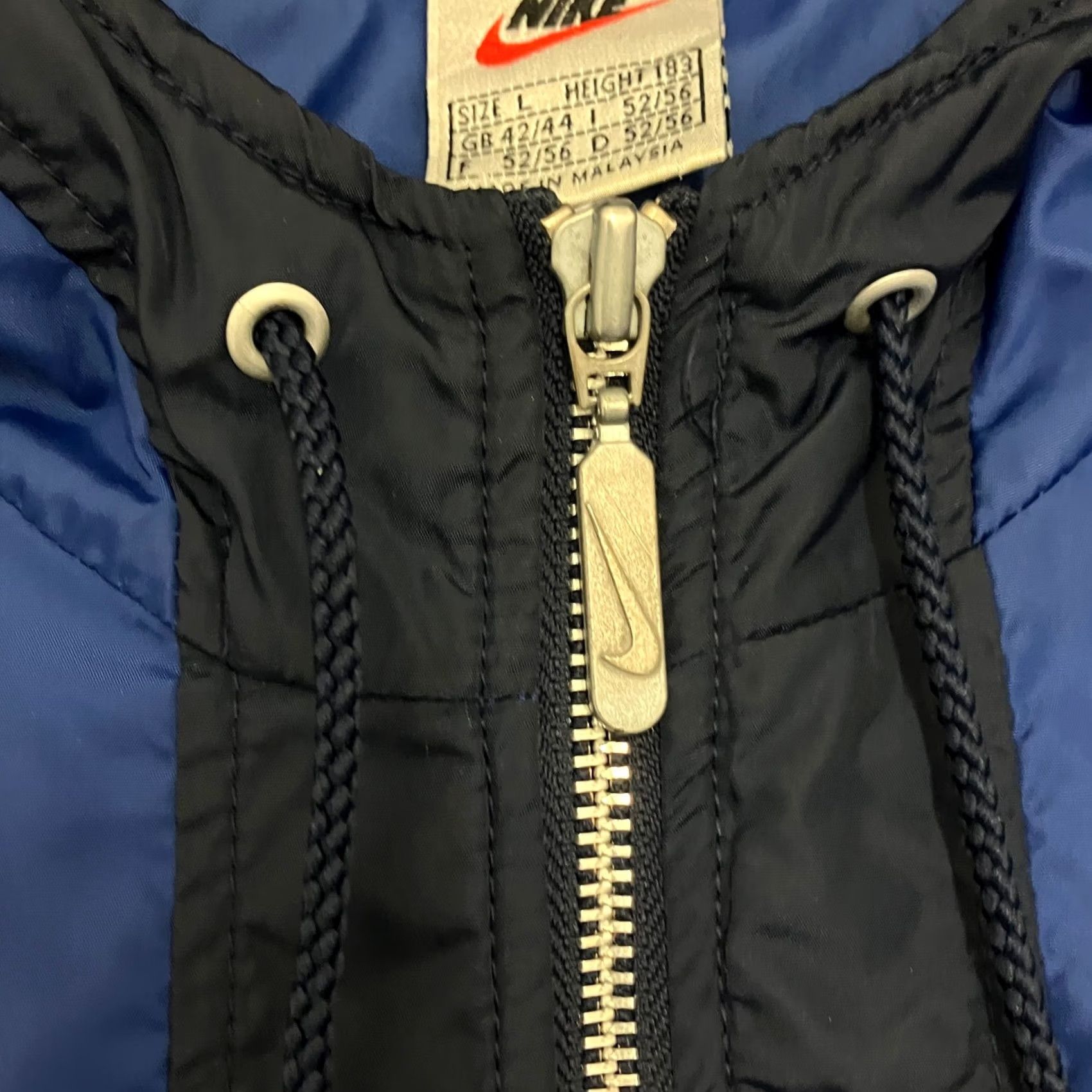 Nike VINTAGE Nike Hooded Anorak Jacket Mens L Blue Black Swoosh Pullover Coat Size US L / EU 52-54 / 3 - 5 Thumbnail