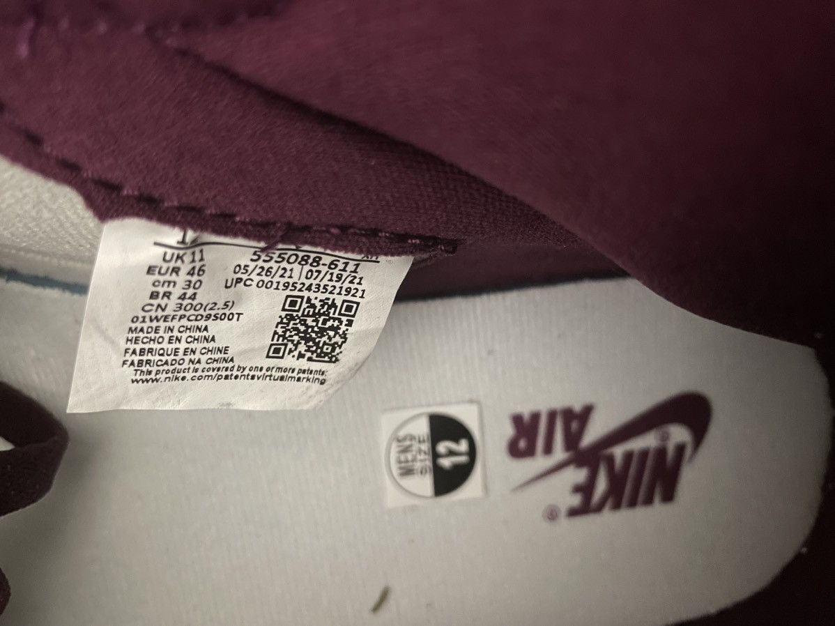 Nike Air Jordan 1 Retro High OG Bordeaux/Metallic Silver-White Size US 12 / EU 45 - 11 Thumbnail