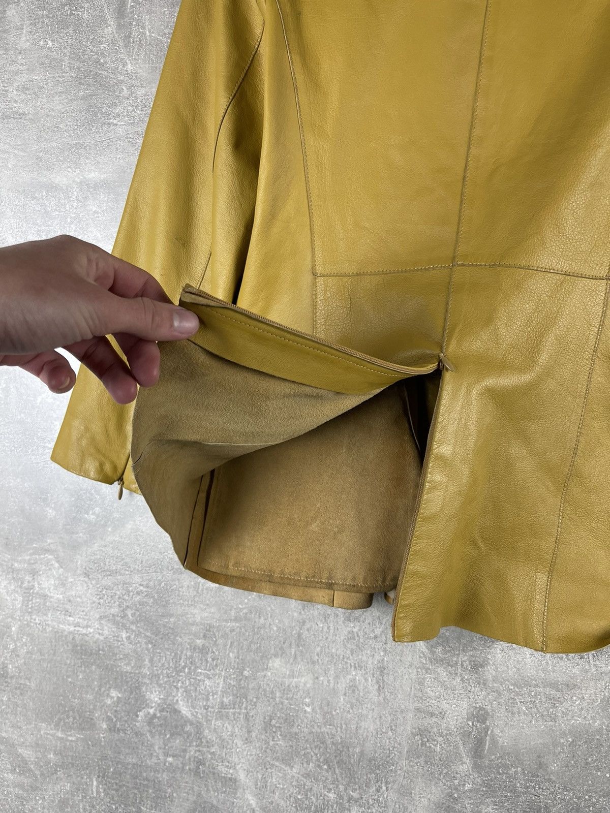 Genuine Leather × Mandelli Enrico Mandelli Leather Yellow Jacket Coat Size M / US 6-8 / IT 42-44 - 9 Thumbnail