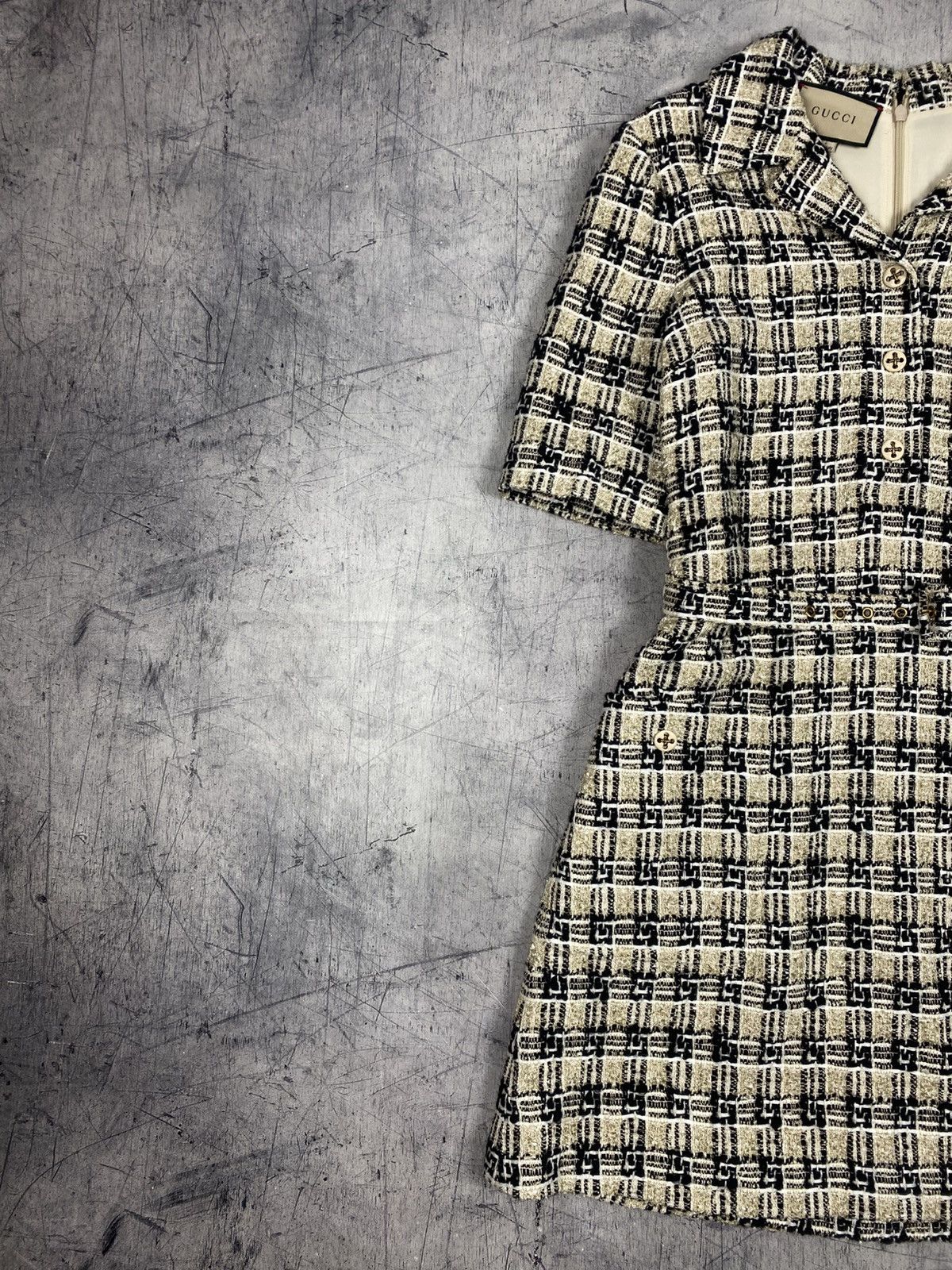 Gucci Gucci GG Monogram Tweed Belted Dress Size IT 42 Size M / US 6-8 / IT 42-44 - 3 Thumbnail