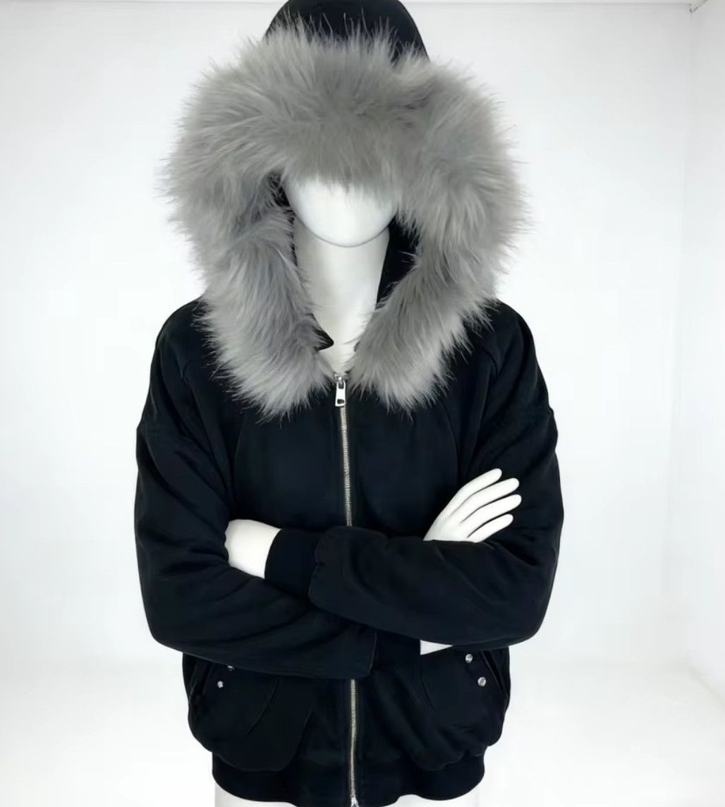 Other High Street Rare Y2K Hip Hop Gray Fur Hoodie Sweatshir Size US L / EU 52-54 / 3 - 1 Thumbnail
