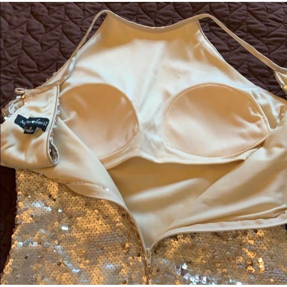 Other Sequin Hearts Womens Size 3 Jr Gold Mesmerizing Sequin Mini Size XS / US 0-2 / IT 36-38 - 11 Thumbnail