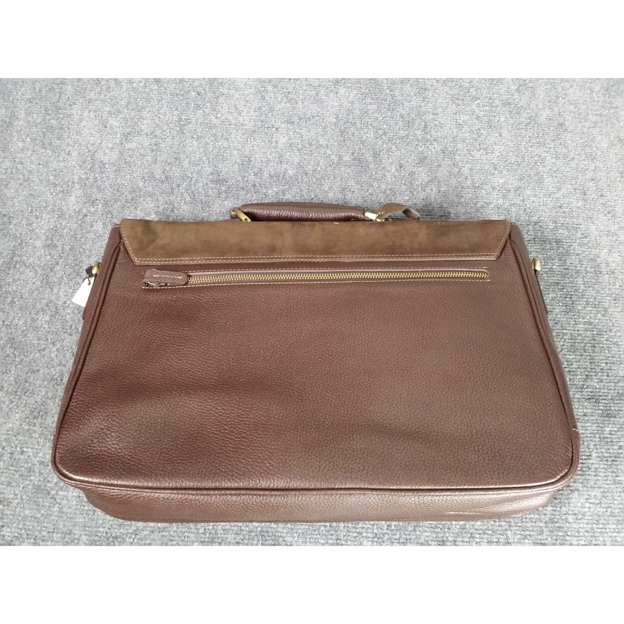 Other Mashad Leather Briefcase Men Brown Adjustable Strap Locks Bu Size ONE SIZE - 3 Thumbnail