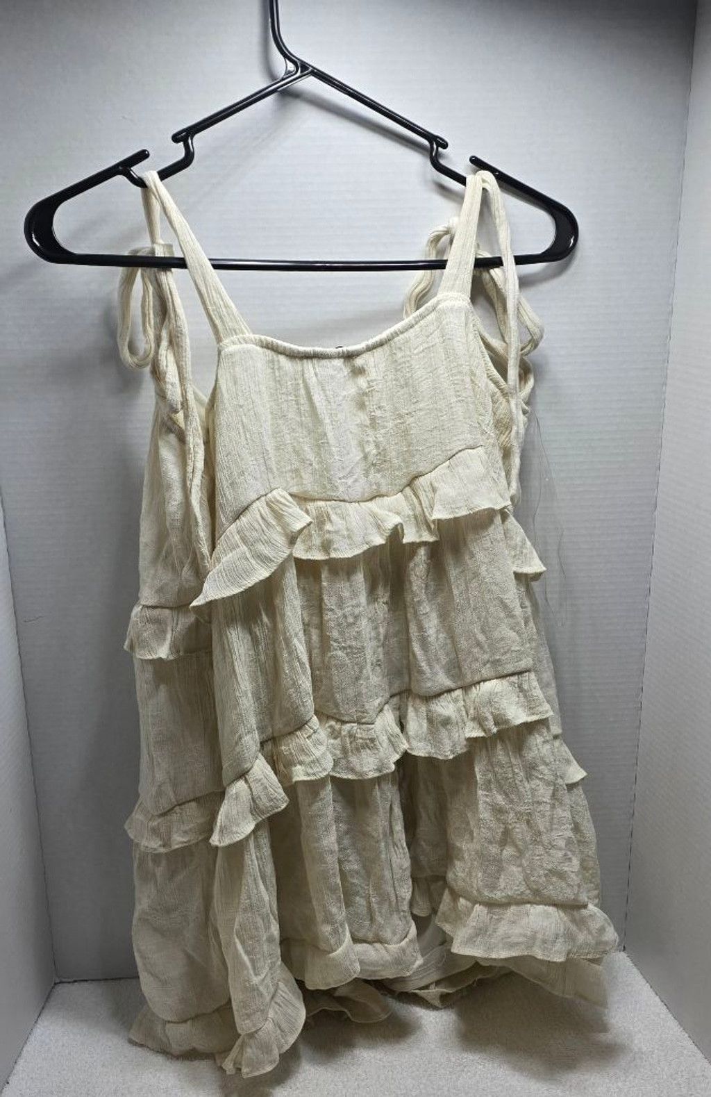 The Unbranded Brand Women's HYFVE Beige Tiered Ruffle Mini Dress L Size L / US 10 / IT 46 - 7 Thumbnail
