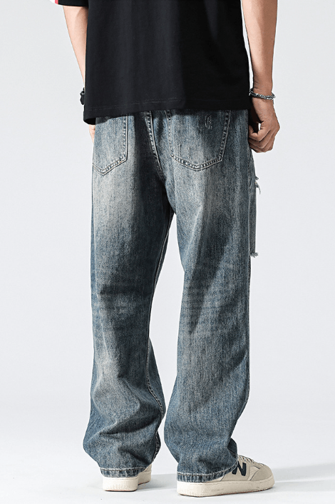 Japanese Brand Vintage distressed loose straight-leg casual ripped jeans Size US 32 / EU 48 - 6 Thumbnail