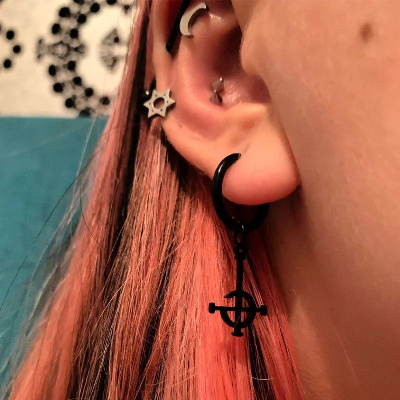 Jewelry Goth Ghost BC Nameless Hoop Earrings Jewelry Gift Size ONE SIZE - 2 Thumbnail