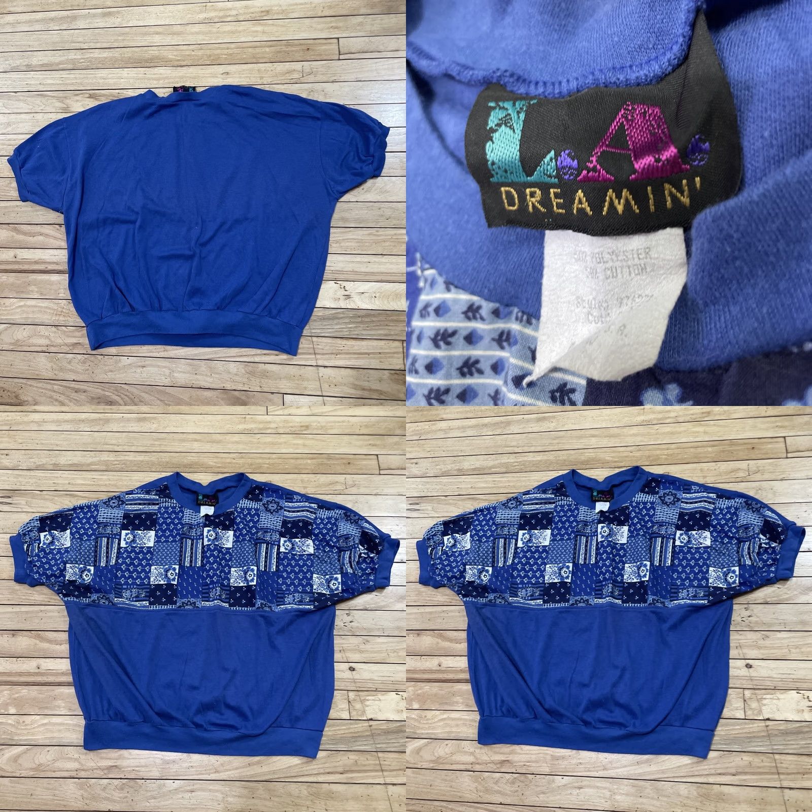 Vintage VINTAGE LA DREAMIN Paisley Top Women 22W Blue Floral Cuff Pullover Knit 48" Women T-Shirt XS-XXL not included Size 3XL / US 20-22 - 9 Thumbnail