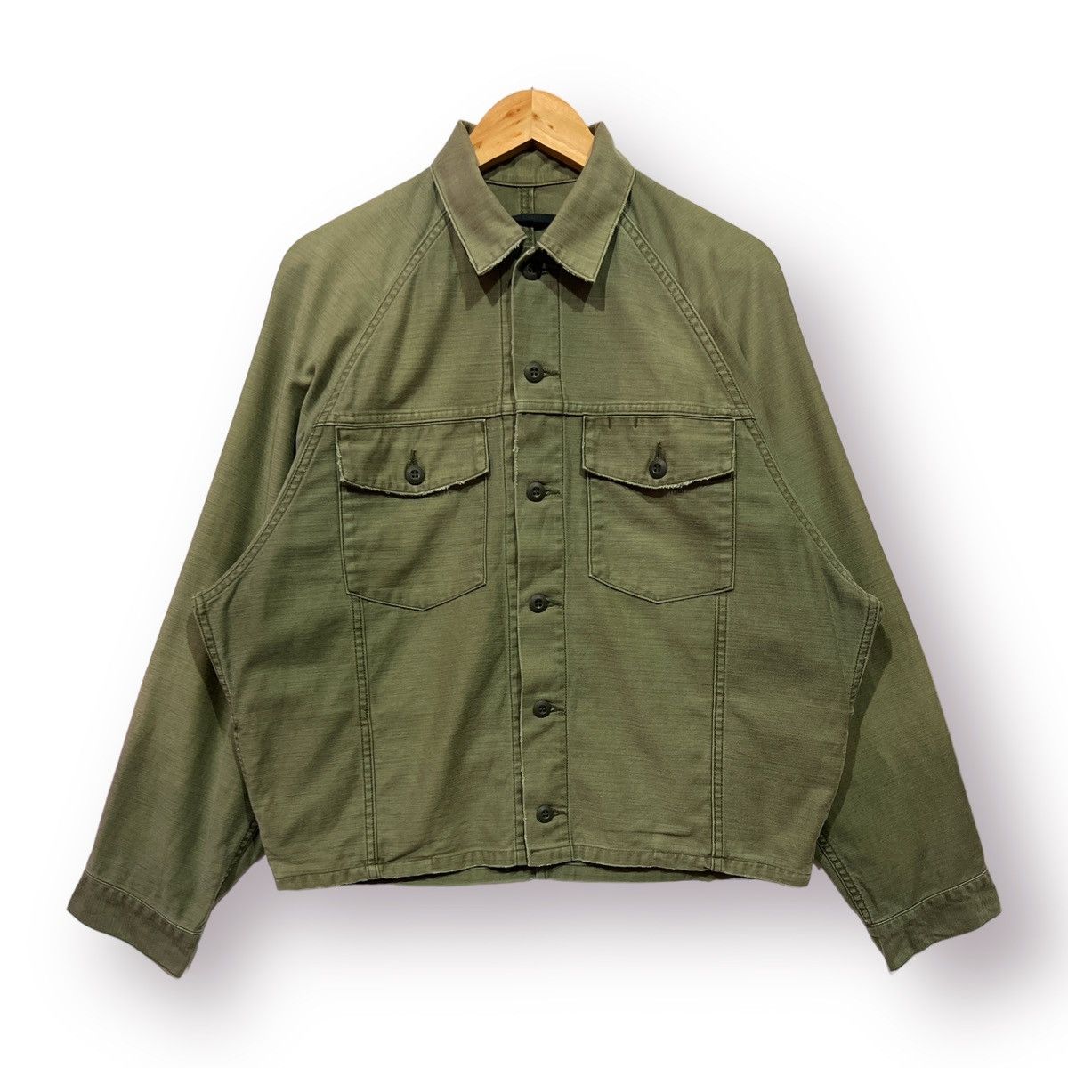 Japanese Brand 🔥 AP STUDIO POPLIN OLIVE TRUCKER TYPE-2 JACKET Size US M / EU 48-50 / 2 - 1 Thumbnail
