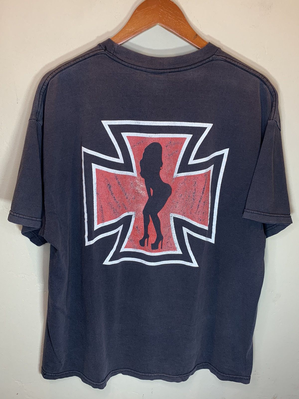 Vintage *RARE* Vintage 90’s Cross Silhouette Faded Biker Boxy Shirt Size US XL / EU 56 / 4 - 1 Thumbnail
