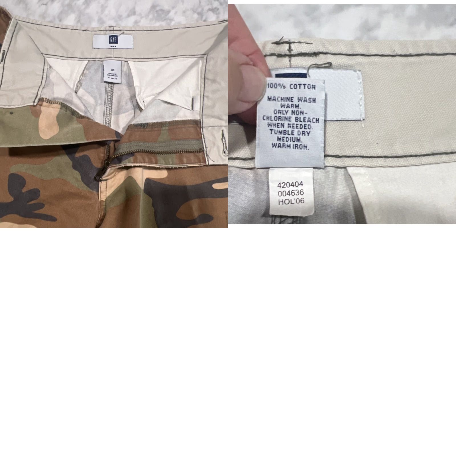 Gap GAP Cargo Shorts Men 33 Multi Woodland Camo Outdoors Hike Inseam 9” Rise 11” Cargo Pocket Belt Loops Flat Front Cotton Classic Outdoor Men Size US 33 - 9 Thumbnail